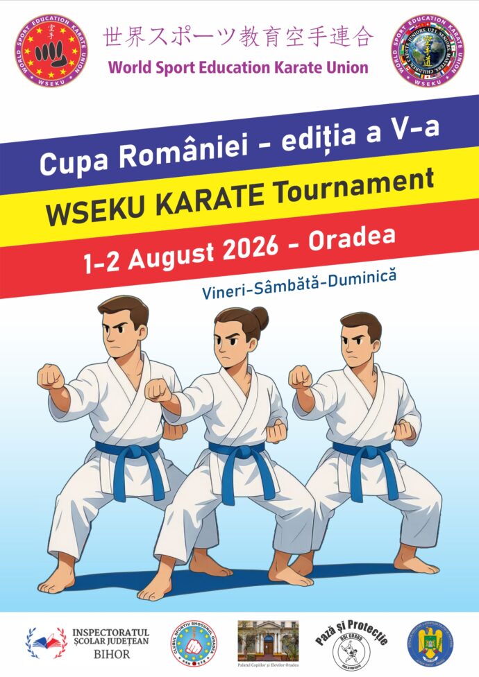 14 Promo – Cupa României –WSEKU KARATE Tournament, ediția a V-a (Oradea) Vineri-Sâmbătă-Duminică 1-2 august 2026.